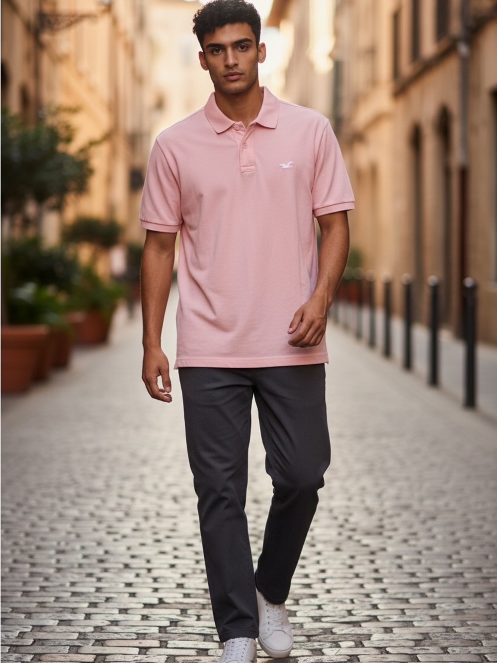 Hollister Pale Pink Men's Polo Shirt